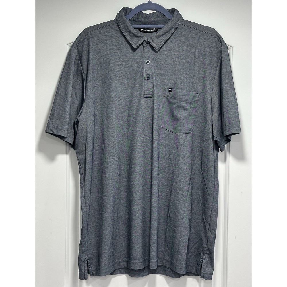 Travis Mathew Mens XL‎ Polo Shirt Grey Golf Casual Preppy Classic Pocket READ